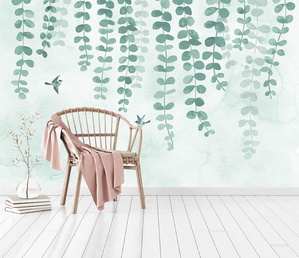 Olive Green Vine Wallpaper Mural: Transform Your Space-ChandeliersDecor.com