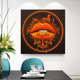 Orange Lips Canvas Wall Art-ChandeliersDecor