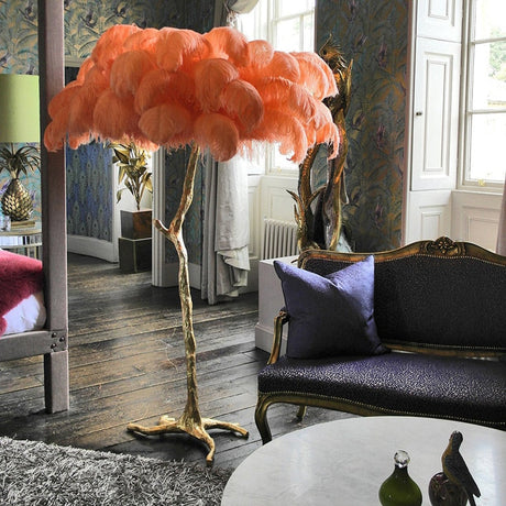 Ostrich Feather Floor Lamp: Graceful Lighting Fixture-ChandeliersDecor