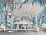 Pastel Blues Abstract Art Wallpaper Murals-ChandeliersDecor.com