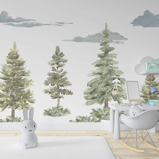 Pastel Forest Theme - Kids Room Wallpaper Mural-ChandeliersDecor.com