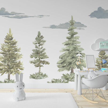 Pastel Forest Theme - Kids Room Wallpaper Mural-ChandeliersDecor