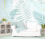 Pastel Leafs Theme: Tropical Wallpaper Mural-ChandeliersDecor