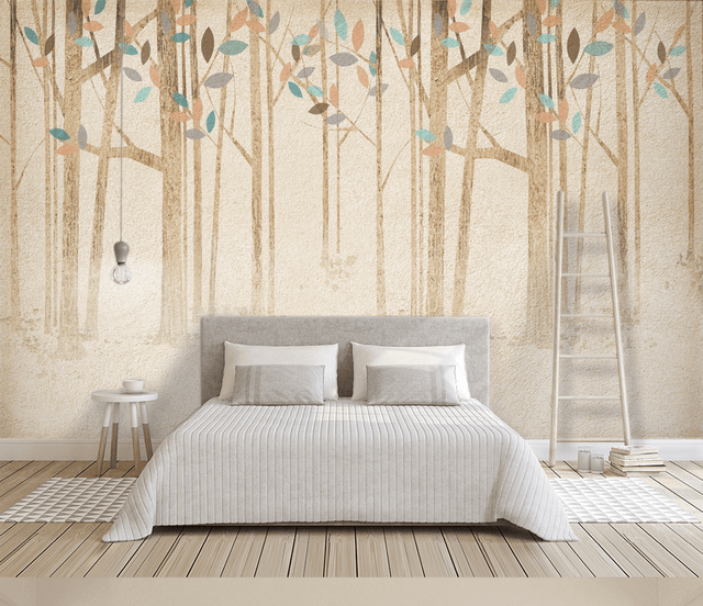 Pastel Leaves - Forest Woods Wallpaper Murals-ChandeliersDecor.com