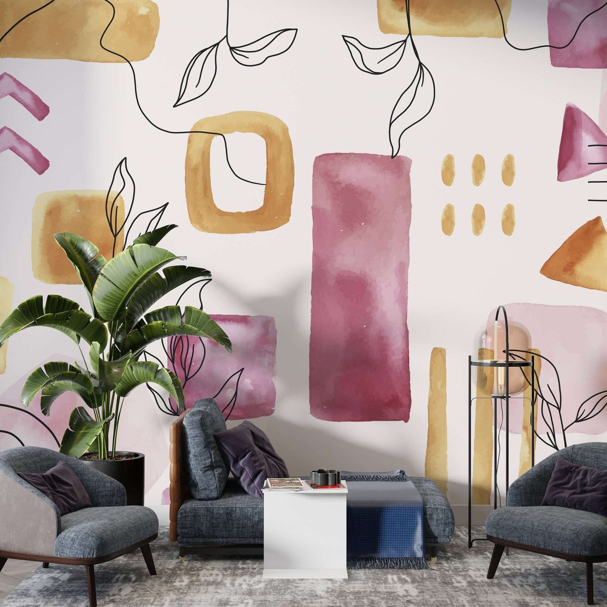 Pastel Shapes Wallpaper Mural: Vibrant Wall Decor-ChandeliersDecor.com