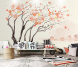 Pastel Tree Watercolour Wallpaper Murals-ChandeliersDecor