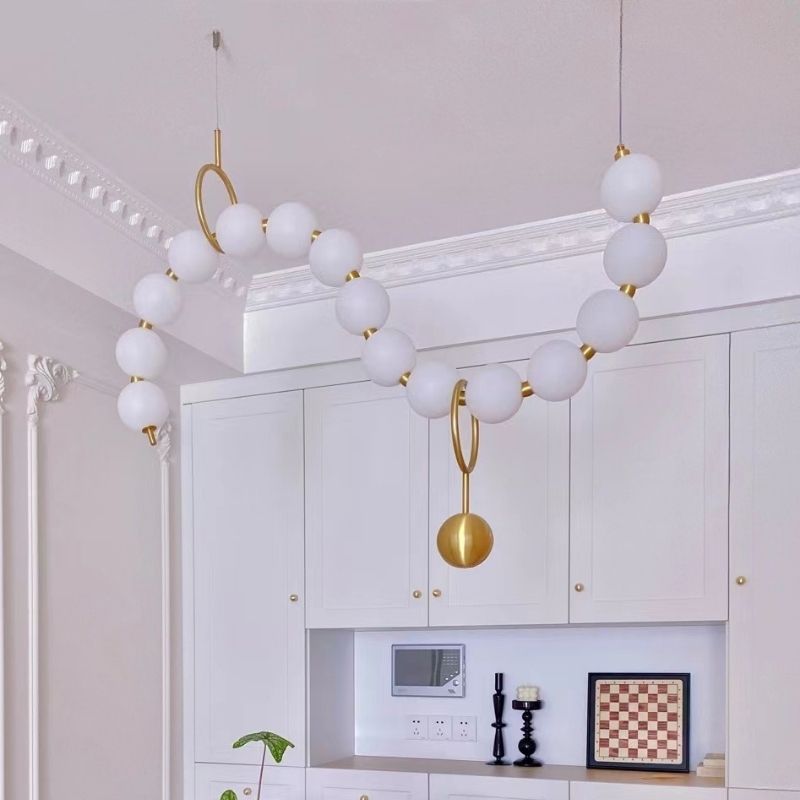 Pearl Globe Chandelier: Exquisite Lighting Fixture-ChandeliersDecor