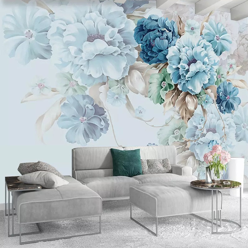 Papier peint pastoral floral de pivoine pour le décor de mur à la maison