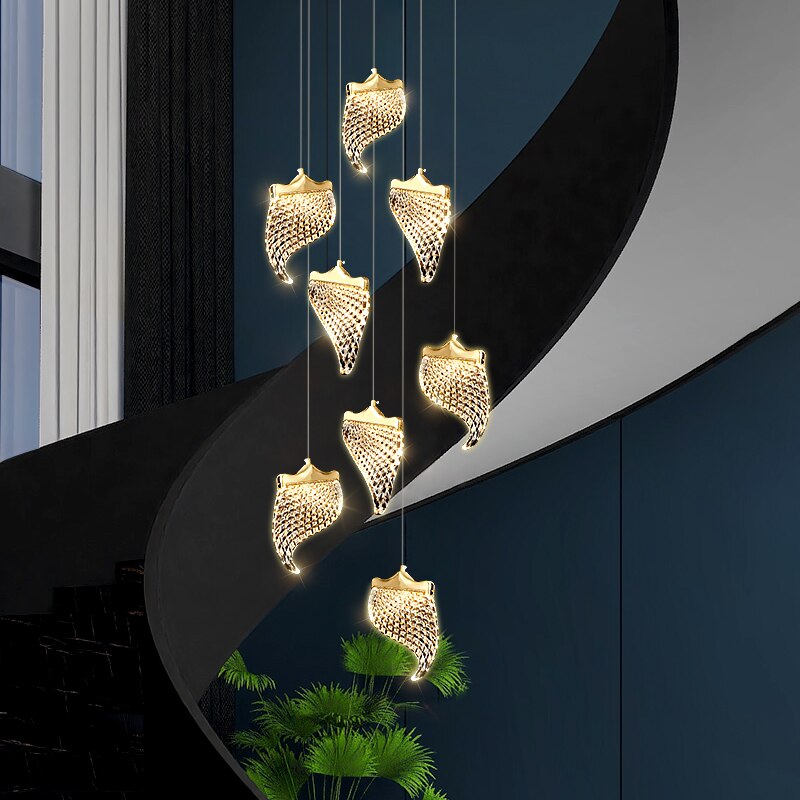 Petals Crystal Staircase Chandelier – Illuminate Your Space-ChandeliersDecor