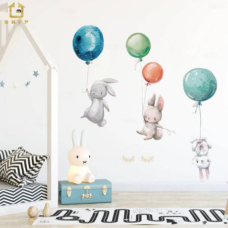 Peter Rabit Watercolour Bunny Wall Stickers | Baby Nursery Wall Decals for Kids Room | Home Decor Rabbit Stickers PVC