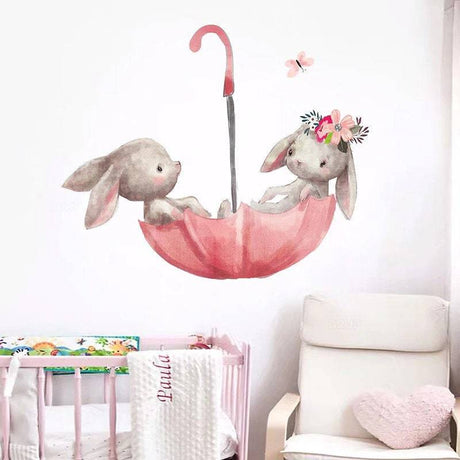 Peter Rabit Watercolour Bunny Wall Stickers | Baby Nursery Wall Decals for Kids Room | Home Decor Rabbit Stickers PVC