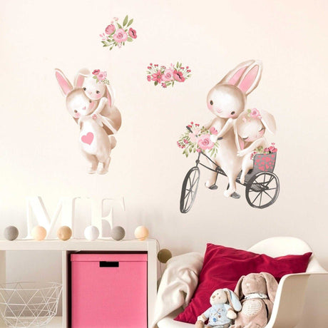 Peter Rabit Watercolour Bunny Wall Stickers | Baby Nursery Wall Decals for Kids Room | Home Decor Rabbit Stickers PVC