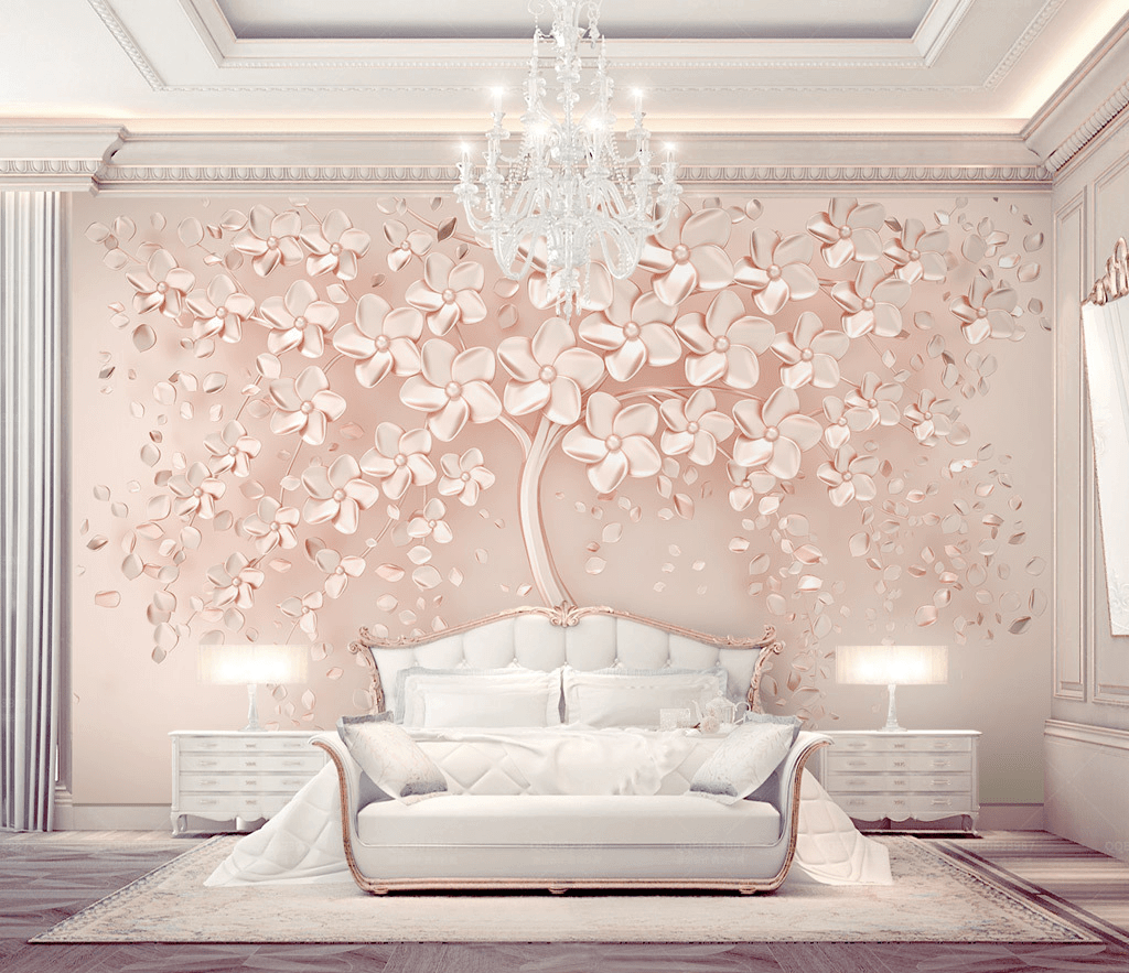 Pink 3D Tree large Wallpaper Murals – Exclusive Collection-ChandeliersDecor.com