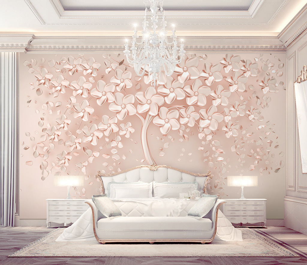 Pink 3D Tree large Wallpaper Murals – Exclusive Collection-ChandeliersDecor