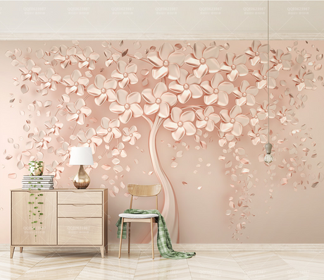 Pink 3D Tree large Wallpaper Murals – Exclusive Collection-ChandeliersDecor