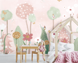 Pink and Green Shade Forest with Fairies Flying Nursery Wallpaper-ChandeliersDecor.com