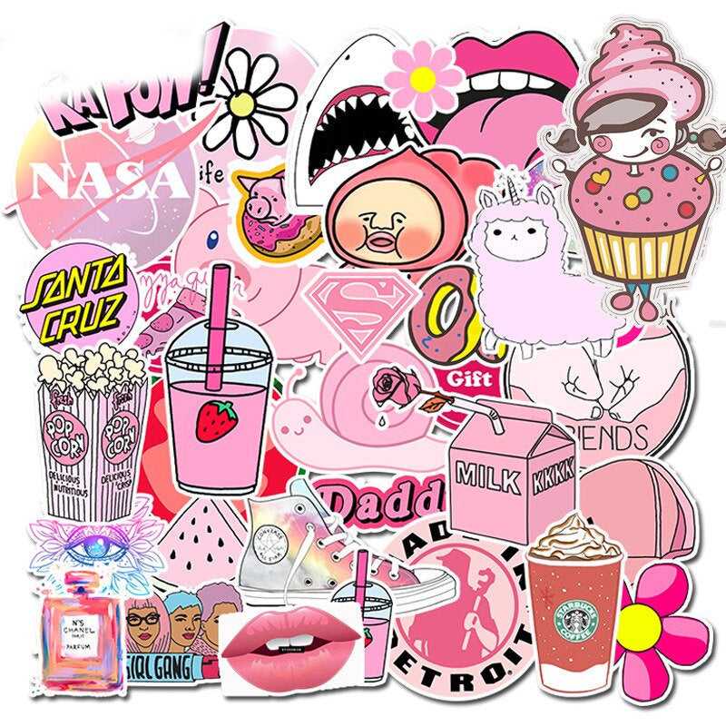 Pink Assorted Stickers: Vibrant and Unique Designs-ChandeliersDecor