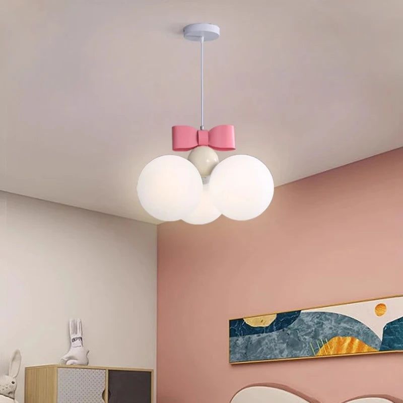 Lustre de chambre de princesse Pink Bow - L'élégance illuminée dans les moindres détails