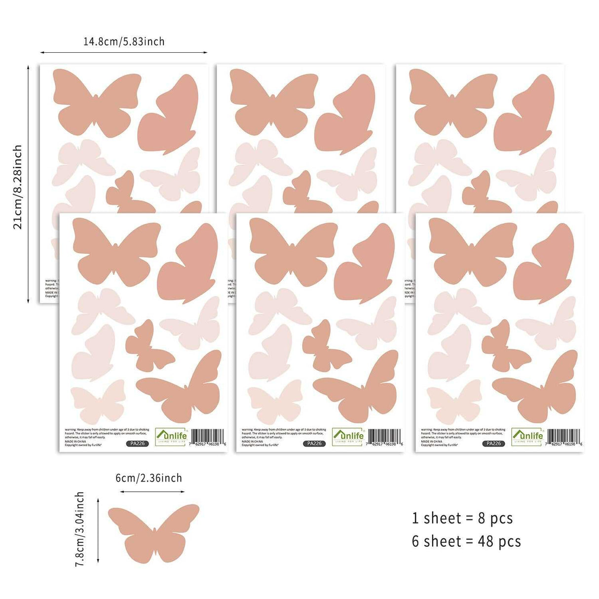 Pink Butterfly Boho Heart Stickers: Kids Wall Decal-ChandeliersDecor