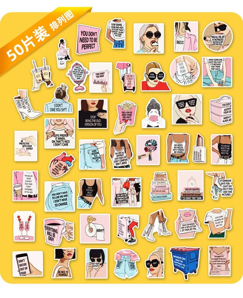 Pink Girls Motivational Quotes Sticker Pack-ChandeliersDecor