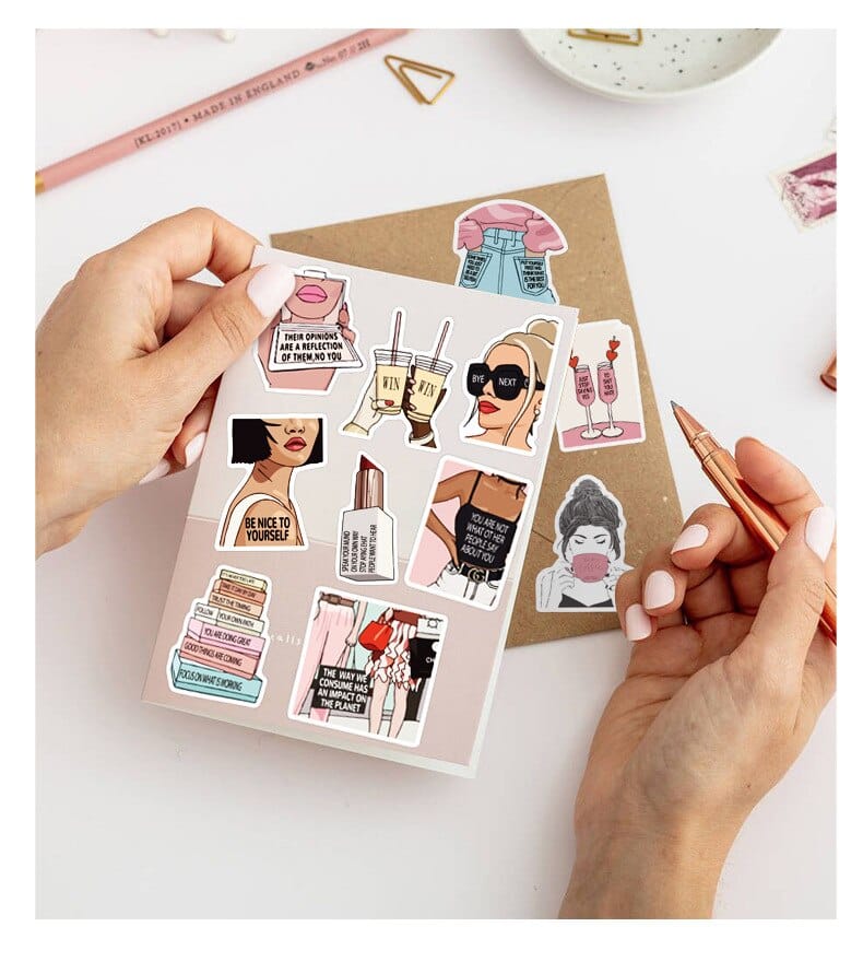 Pink Girls Motivational Quotes Sticker Pack-ChandeliersDecor