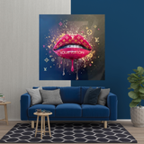 Pink Lips Graffiti Canvas Wall Art-ChandeliersDecor