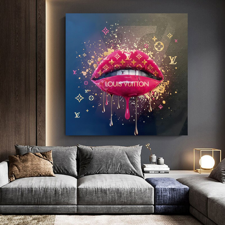 Pink Lips Graffiti Canvas Wall Art-ChandeliersDecor