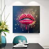 Pink Lips Graffiti Canvas Wall Art-ChandeliersDecor