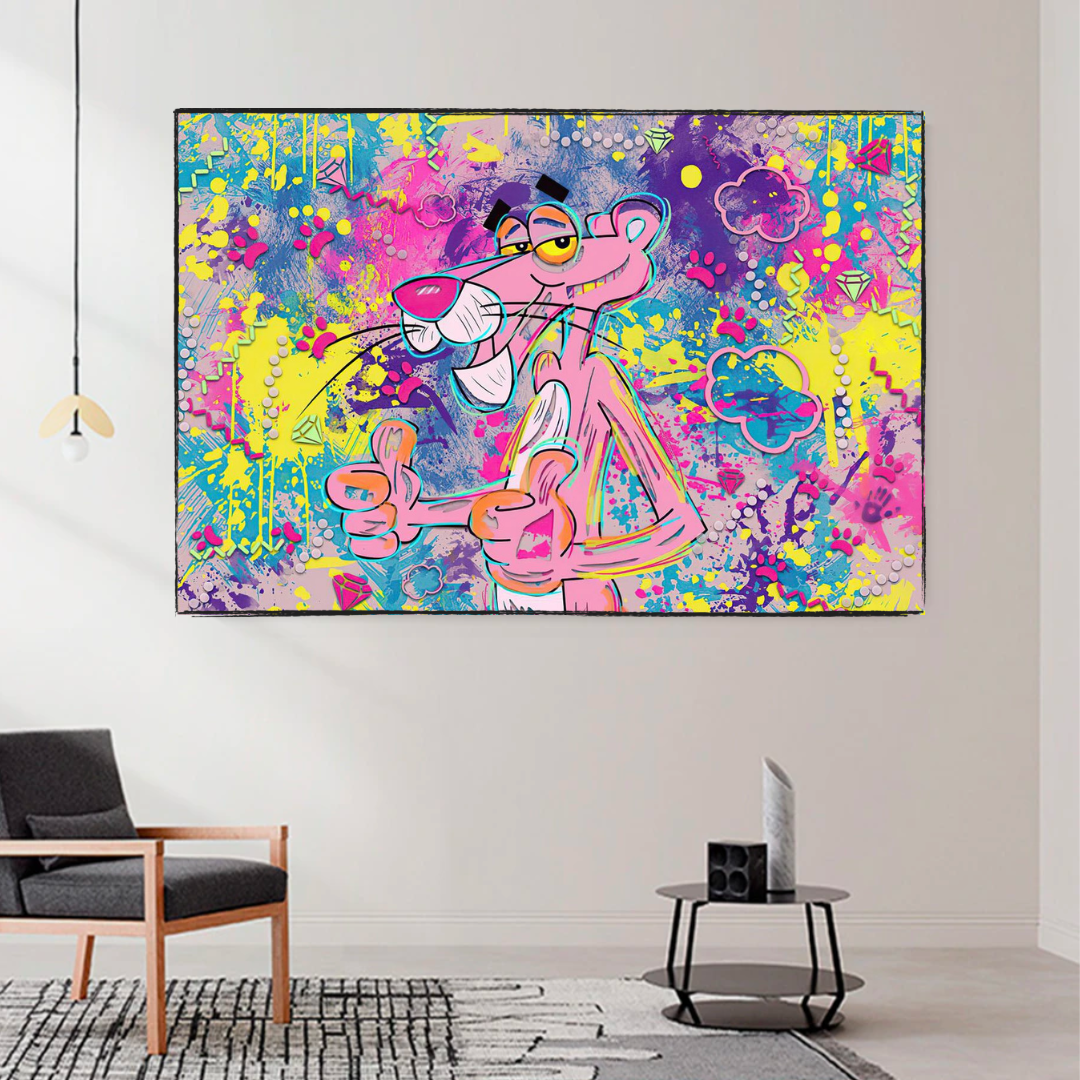 Pink Panther Art: Thumbs Up Canvas Wall Art-ChandeliersDecor