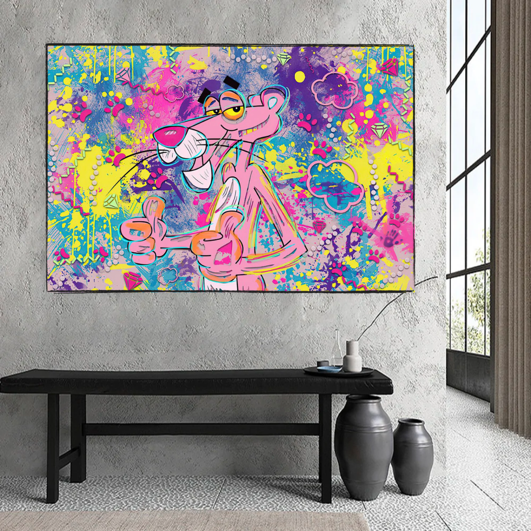 Pink Panther Art: Thumbs Up Canvas Wall Art-ChandeliersDecor