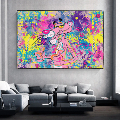 Pink Panther Art: Thumbs Up Canvas Wall Art-ChandeliersDecor