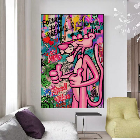 Pink Panther Canvas Art- A Whimsical Masterpiece