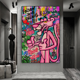 Pink Panther Canvas Art- A Whimsical Masterpiece-ChandeliersDecor