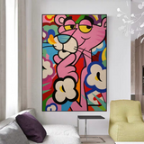 Pink Panther Canvas Art- A Whimsical Masterpiece-ChandeliersDecor