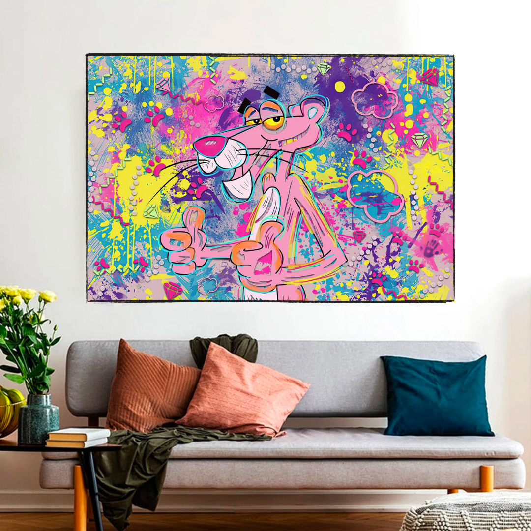 Pink Panther Canvas Wall Art - Vibrant and Creative Décor-ChandeliersDecor