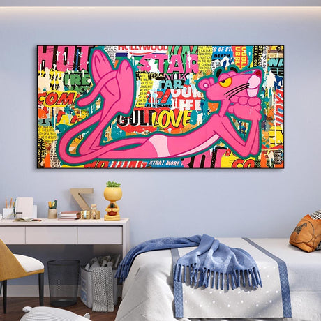 Pink Panther Posing Canvas Wall Art-ChandeliersDecor