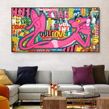 Pink Panther Posing Canvas Wall Art-ChandeliersDecor