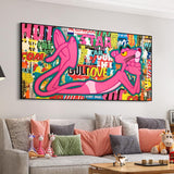 Pink Panther Posing Canvas Wall Art-ChandeliersDecor