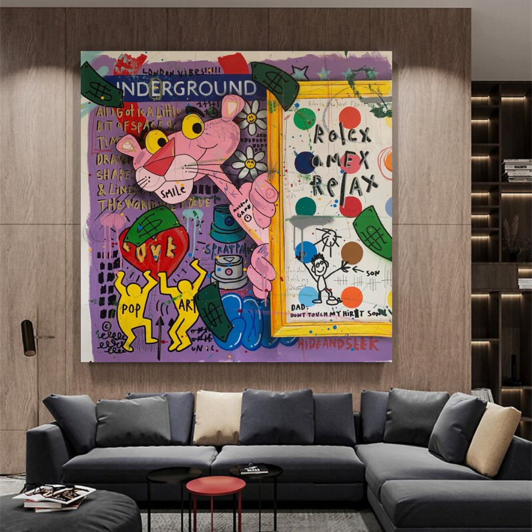 Pink Panther Relax Canvas Wall Art-ChandeliersDecor
