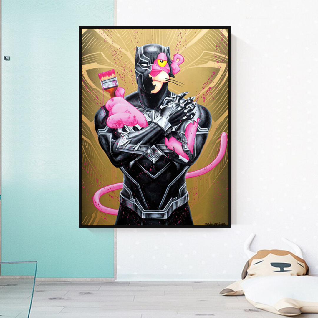 Pink Panther Wall Art ‚Äì Smoking Art Collection-ChandeliersDecor