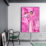 Pink Panthers Posing Graffiti Canvas Wall Art