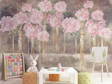 Pink Pastel Flowers Grow Wallpaper Mural-ChandeliersDecor.com