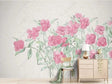 Pink Sketch Glory Flowers Wallpaper Mural-ChandeliersDecor.com