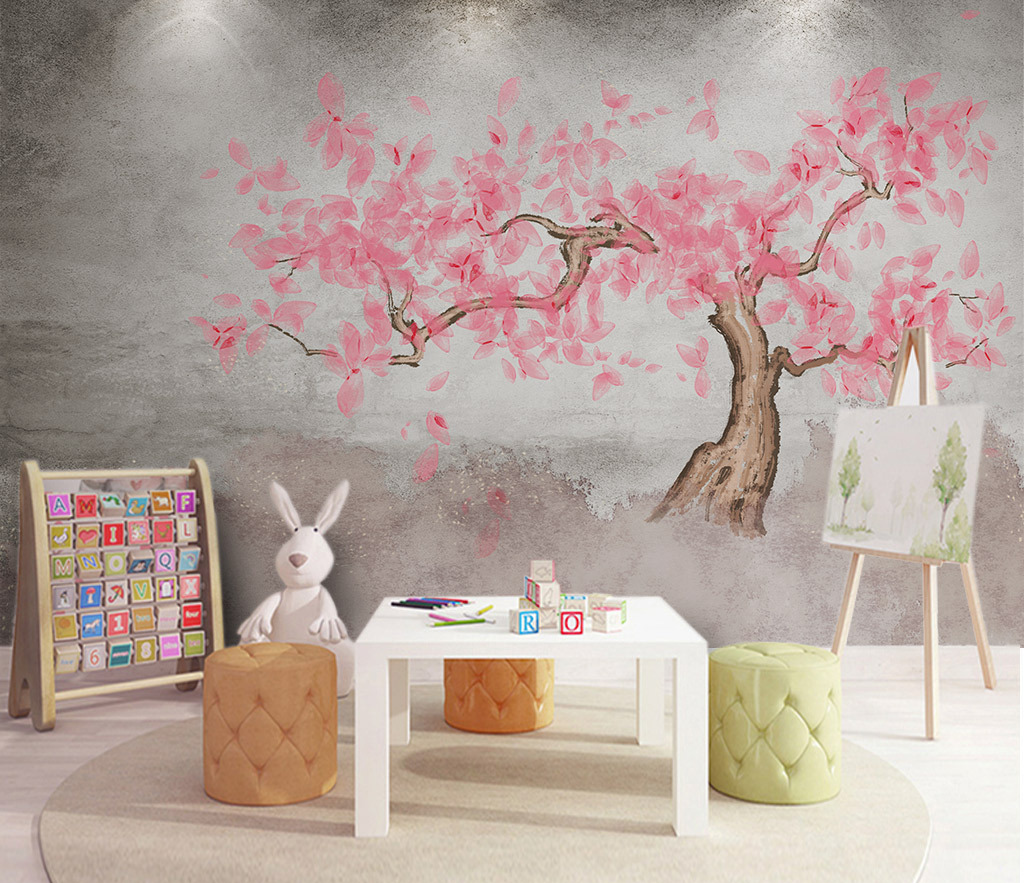 Pink Tree Wallpaper Murals: Vibrant and Stylish Décor-ChandeliersDecor