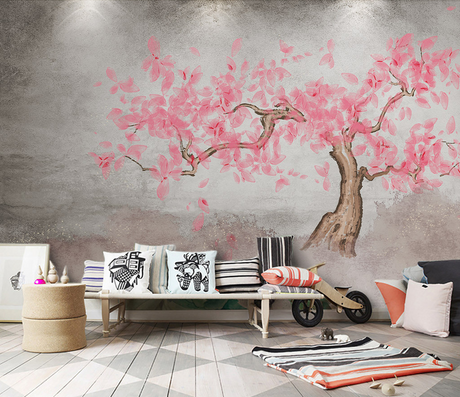 Pink Tree Wallpaper Murals: Vibrant and Stylish Décor-ChandeliersDecor