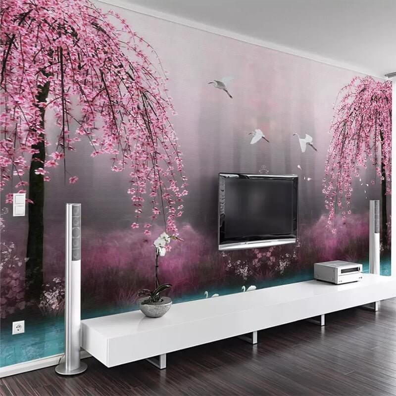 Pink Trees Wallpaper - Perfect Wallpaper for Your Space-ChandeliersDecor.com