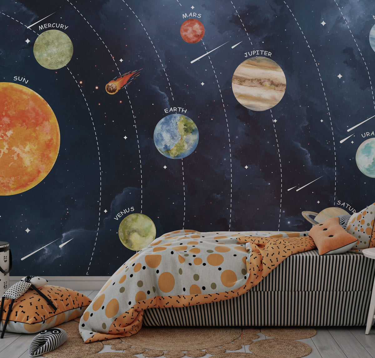 Planets: Kids Room Wallpaper Mural – Explore the Cosmos-ChandeliersDecor
