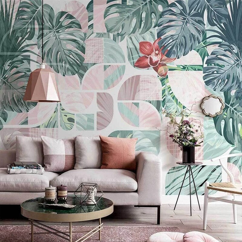 Plant Leaf Wallpaper Mural for Stunning Wall Décor-ChandeliersDecor