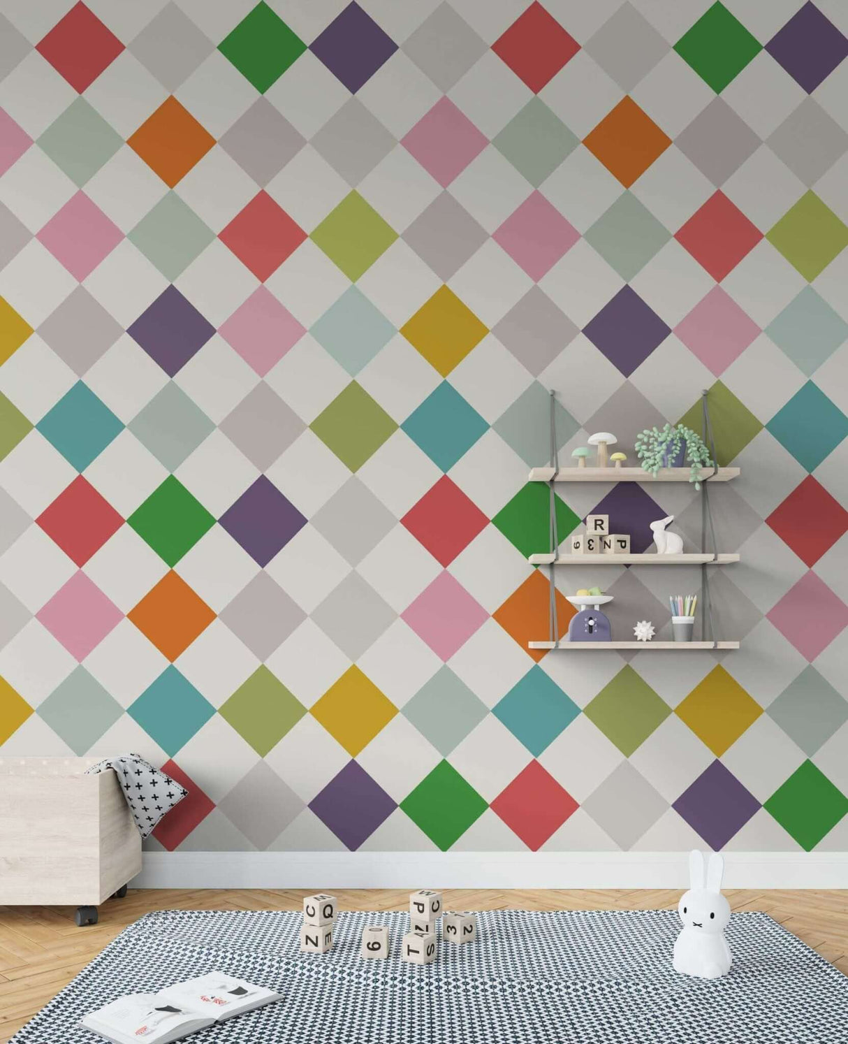Polka Squares: Living Room Wallpaper Mural-ChandeliersDecor.com