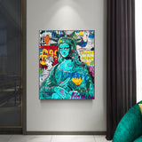 Pop Graffiti Art Statue Of Liberty Canvas Wall Art-ChandeliersDecor